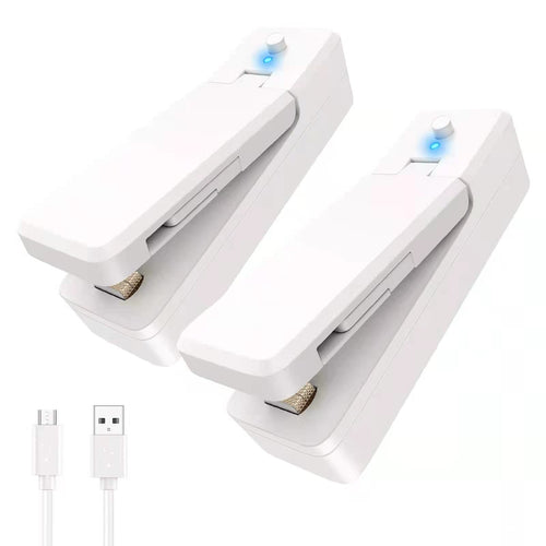 Mini sellador térmico portátil y recargable para bolsas de alimentos.